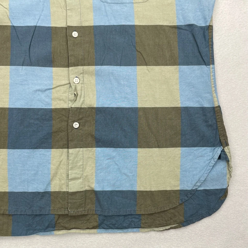 Рубашка на пуговицах мужская Shipley & Halmos синяя клетчатая хлопковая с коротким рукавом размер большой - Изображение 4 из 4