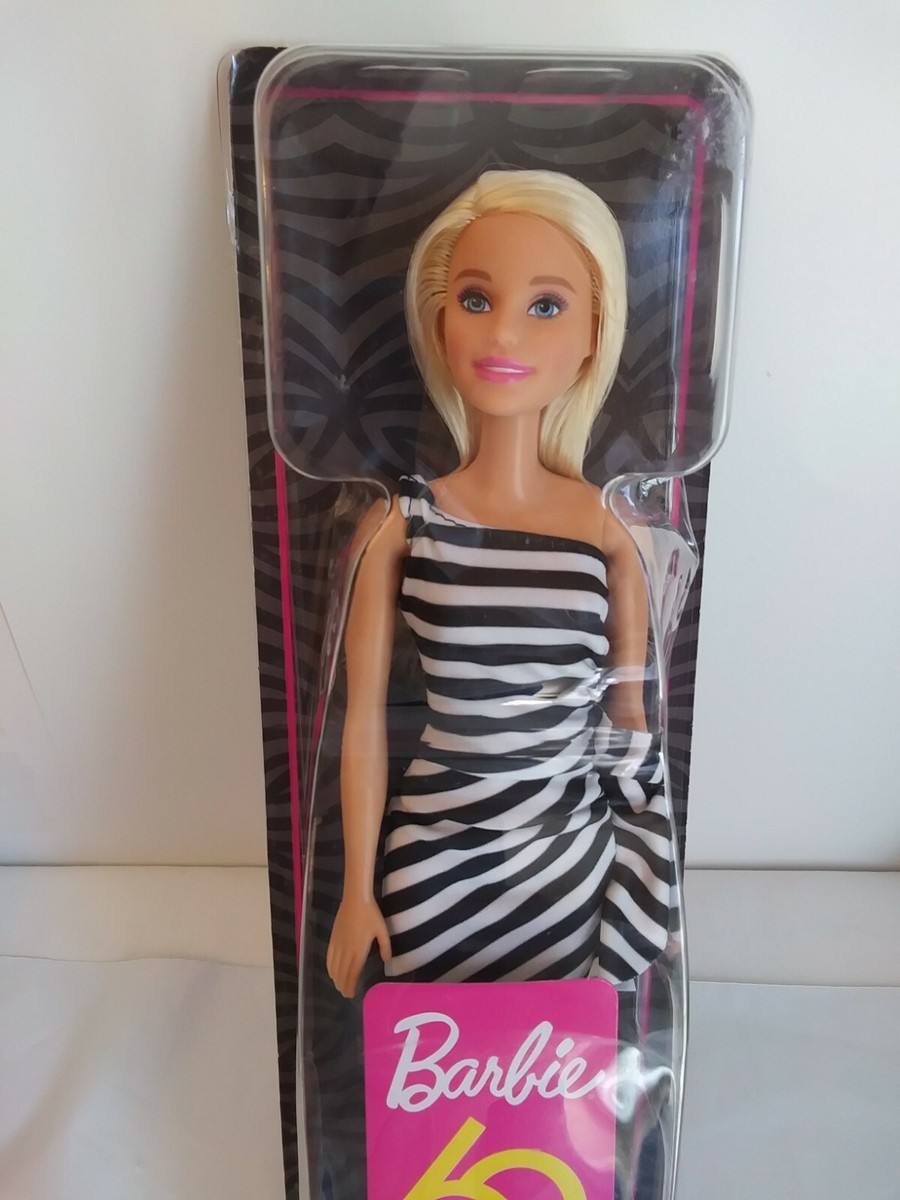 Barbie 60th Anniversary 1959 Doll Black White Dress
