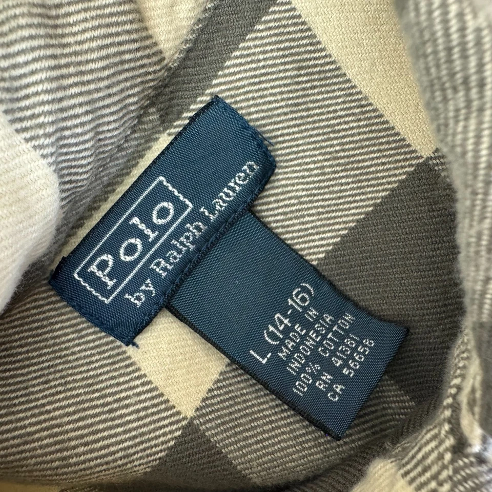 Vintage Polo Ralph Lauren Flannel Shirt Boys Youth L ( 14-15 ) Buffalo Plaid - Image 3 of 4