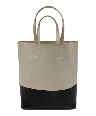 CELINE Cabas Small 2WAY Tote Leder Ivory Schwarz Damen Schultertasche