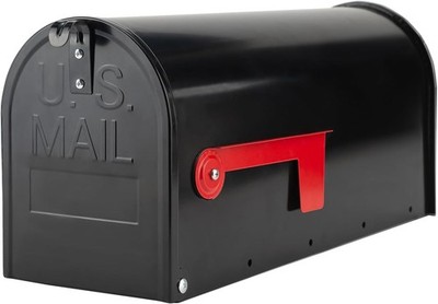 RAINHOL Black Metal Mailboxes for Outside Post Mount, Standard Mail Box, Galvani