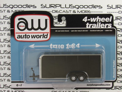 #ad 2026 Auto World 1:64 SURPLUSgoodies Exclusive: BLACK Car Truck ENCLOSED TRAILER $12.95