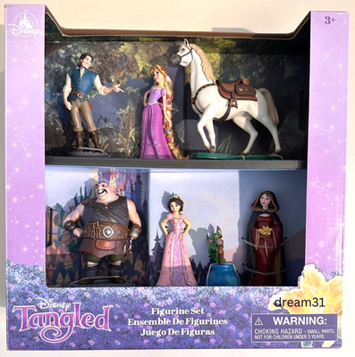 NIB Disney Tangled Figurine 7 pieces Play Toy Set Rapunzel, Flynn, Pascal