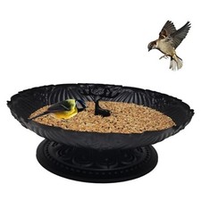 Ground Bird Feeder for Outdoors,11 Inches Metal Platform Bird black-1Pack