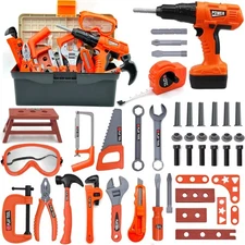 Kids Tool Set – 48 Piece Toddler Tool Set with Electronic Toy Drill& Tool Box...