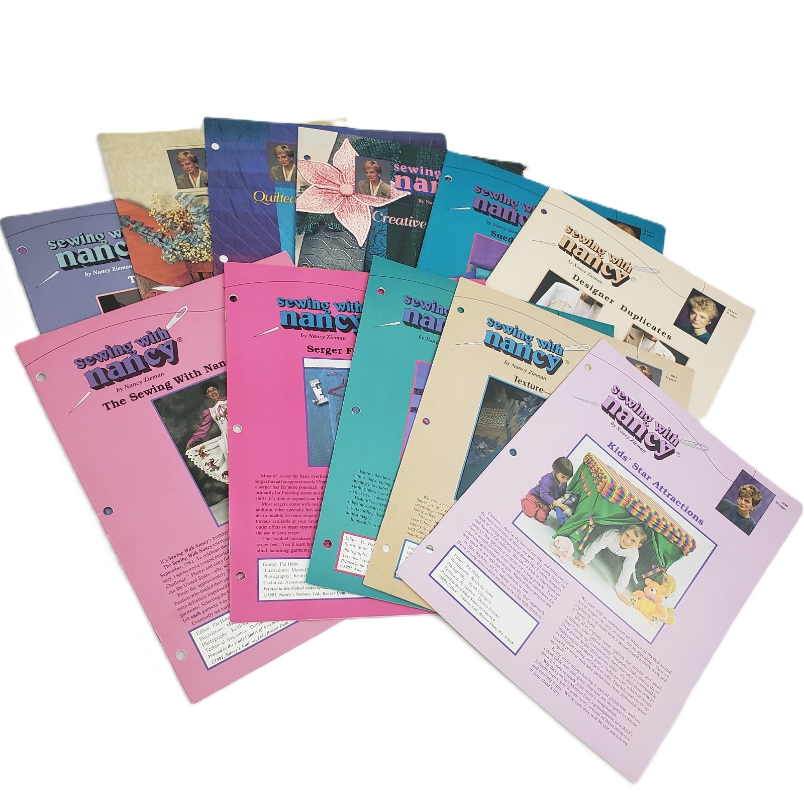 11 Sewing with Nancy Booklets Lot Binder Inserts Patchwork Jackets Serger Zigzag