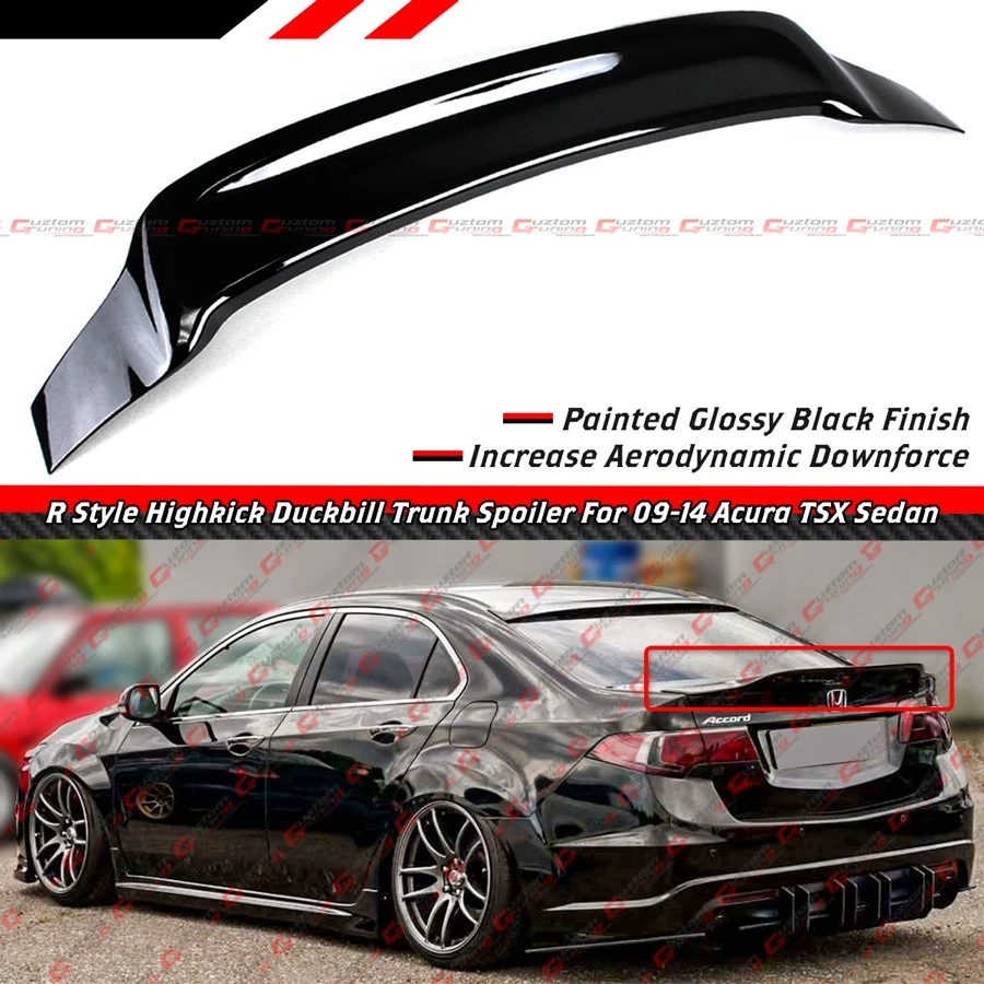 Alerón de maletero Highkick Duckbill negro brillante estilo cu2 r Acura TSX CU2 R 09-14 Foto 2 de 4