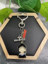 3.5 Silver-Tone Graduation Graduate 2025 Charm Keychain New Free Ship B6432