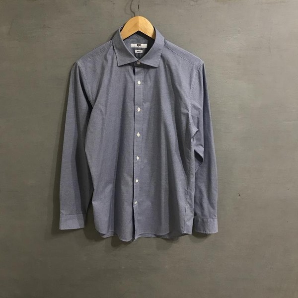 Men Uniqlo Shirt Navy Cotton 38 / M / 46