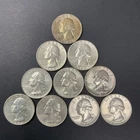 Washington Silver Quarters Lot of Ten 25C US Coins 90% Silver