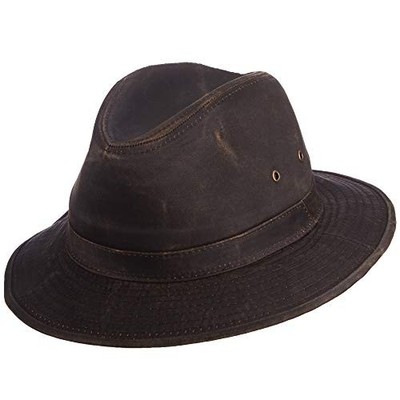 Scala Men's Weathered Cotton Safari Hat Medium Brown
