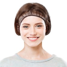 100 pcs Brown Nylon Disposable Hair Nets 21" /w Elastic Edge Mesh