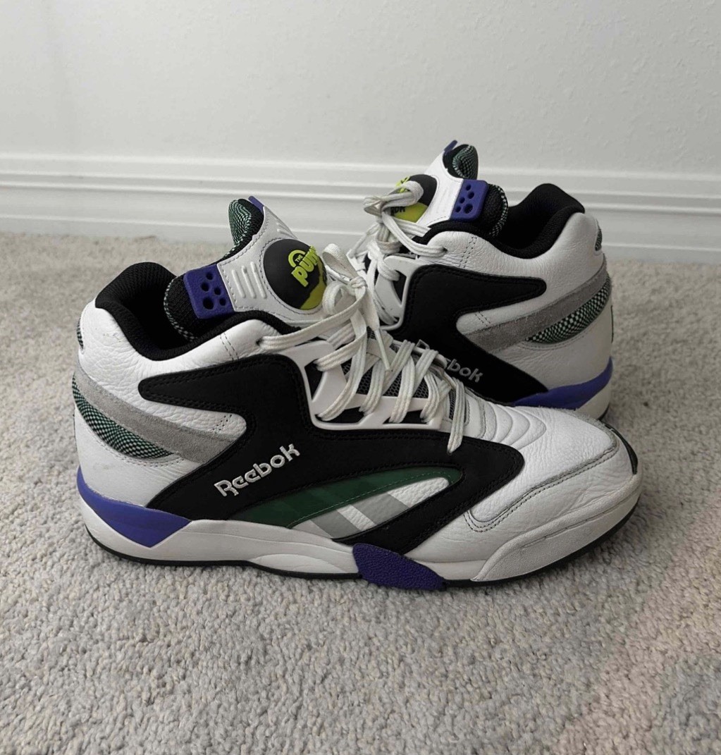 Reebok US 8 Men's White/Black/Green/Purple Retro Shaq Victory Pump