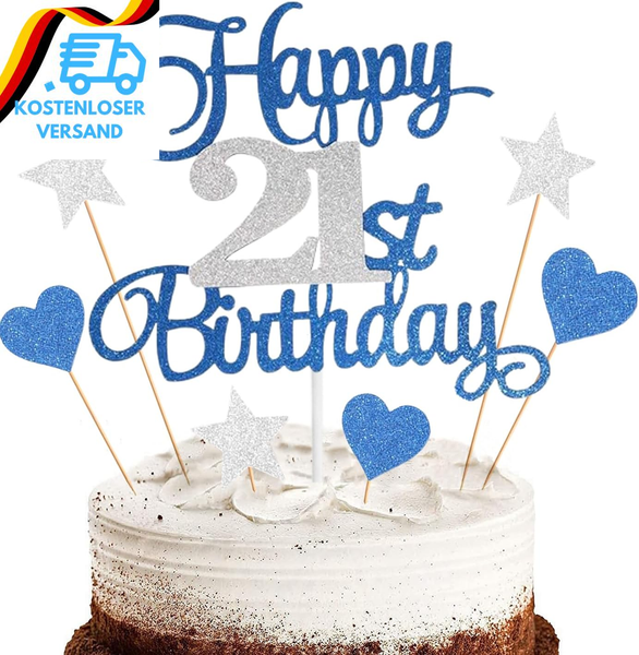Tortendeko Happy 21Th Birthday Deko Kuchen Topper 21. Geburtstag Frau, Cake Topp-image