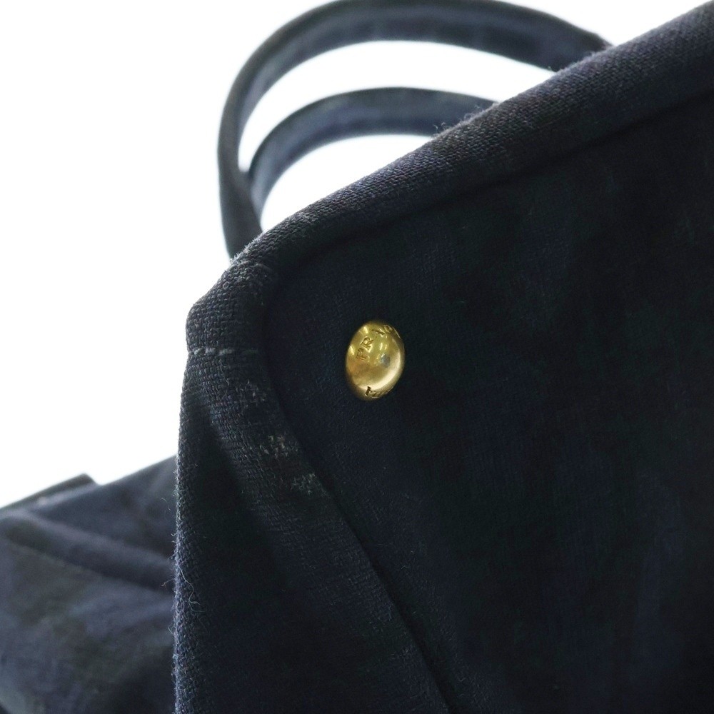 PRADA Canapa Tote Bag 2WAY Bag Handbag Shoulder Bag Denim Indigo Blue Gold Hardw thumbnail 6