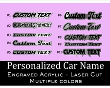 Car badge CUSTOM TEXT Engraved Emblem, Car emblem BRUSHED SILVER Text Name Logo