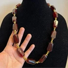 ￼Vtg LUCITE SINGLE STRAND RED BEADED Necklace - 1970’s- Costume Jewelry
