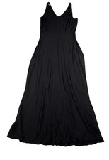 Ann Taylor Sleeveless Tank Dress Black V Neck Size Small Rayon Spandex