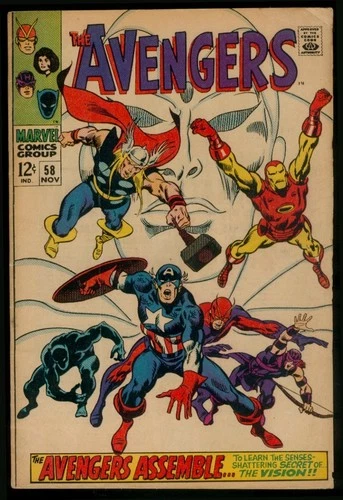 Marvel Comics The AVENGERS #58 2nd Appearance of The Vision VG 4.0