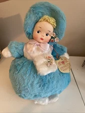 Vintage King Toy For Play & Joy New England Toy Co 10” Girl In Blue Coat (BRS)