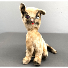 VTG Rushton Star Creations Kitten Cat Siamese 14" Plush White Toy Purple Eye HTF