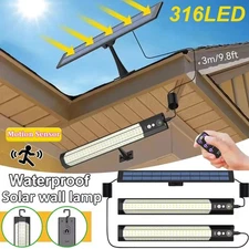 Solar Power Double Head LED Pendant Light Garage Shop Lamp Shed Barn Gazebo Yard