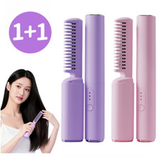 1 1 Wireless Heated Hair Brush Straightener Curler Ionic Mini Volumizer