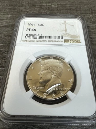 1964 50c Silver Proof Kennedy Half Dollar NGC Graded PF 68
