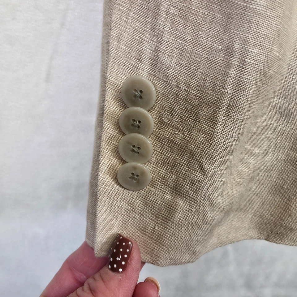 Blazer Joseph Abboud Para Hombres 48R Beige Lino Resort Costero Informal Chaqueta Preppy Foto 4 de 4