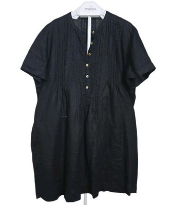 knee length dresses for ladies 100% Linen Swing Beach Tank Dress GIANA, Charcoal Black / S main image 0