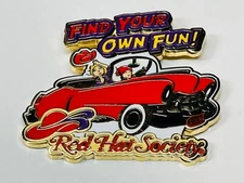 Red Hat Society 50+ Ladies Social Club Lapel Pin Find your own fun Convertible