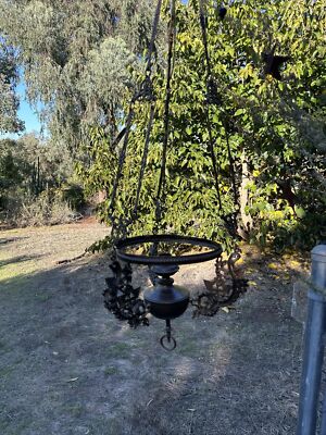 ANTIQUE VICTORIAN HANGING PARLOR OIL LAMP FRAME