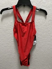 Speedo Women Red Swimsuit One Piece Prolt Super Pro Solid Adult Sz 12 / 38