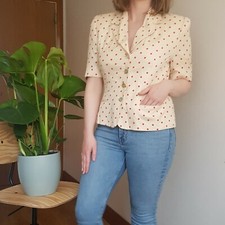 Bianca Cream And Red Polka Dot Short Sleeve Jacket Blazer