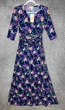 Honey & Lace Crossover Fit & Flare Maxi Dress Womens Size Small Stretch USA New