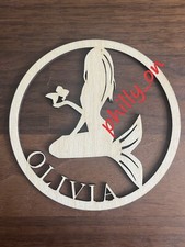 Custom Name Gift Souvenir / Wall Decor Mermaid Wood Cut out Ready for Paint No1