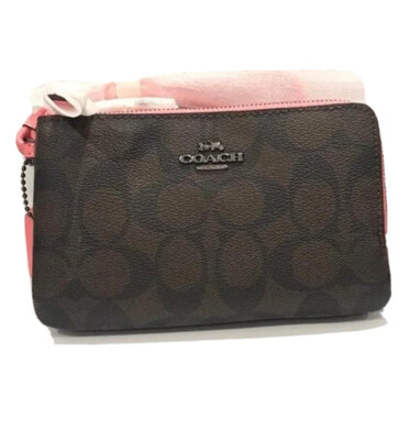 BLACK FRIDAY SALE Coach Women s Double Corner Zip Wristlet Same As100% Authentic