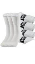 3 6 12 Pairs Men's White Athletic Sports Cotton Work Crew Socks Size 9-11 10-13