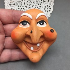 Vintage Halloween Witch Hag Face Toy Part Mask 3" Plastic Molded Hand Painted