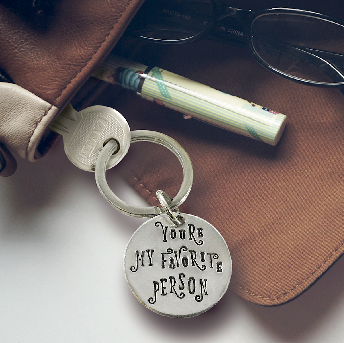 You're My Favorite Person Keychain, hand-stamped, unisex, gifts