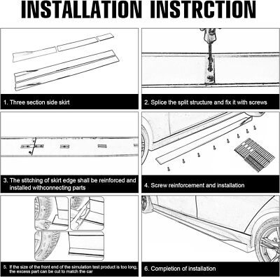 Gloss 78.7'' Side Skirt Extension Rocker Panel Splitter Lip For