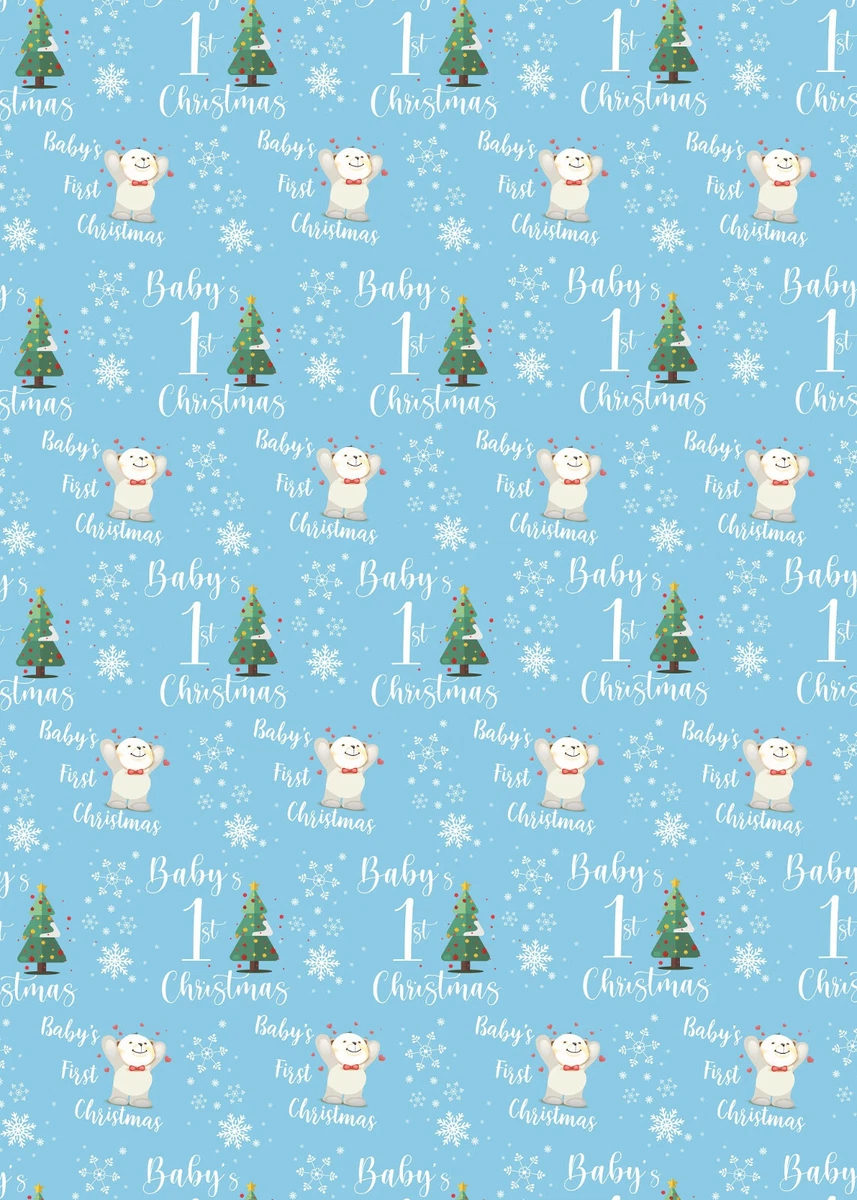 Gift Wrap 2 Sheets Wrapping Paper Baby Boy & 1 Gift Tag 50x70cm