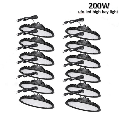 12Pack 200W UFO Led High Bay Light Gym Factory Warehouse Commercial Shop Light