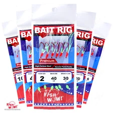 Fishing Piscatore Bait Rig Lures sabiki RED 6-hook Size 2,4,6,8,10,12,14 lot