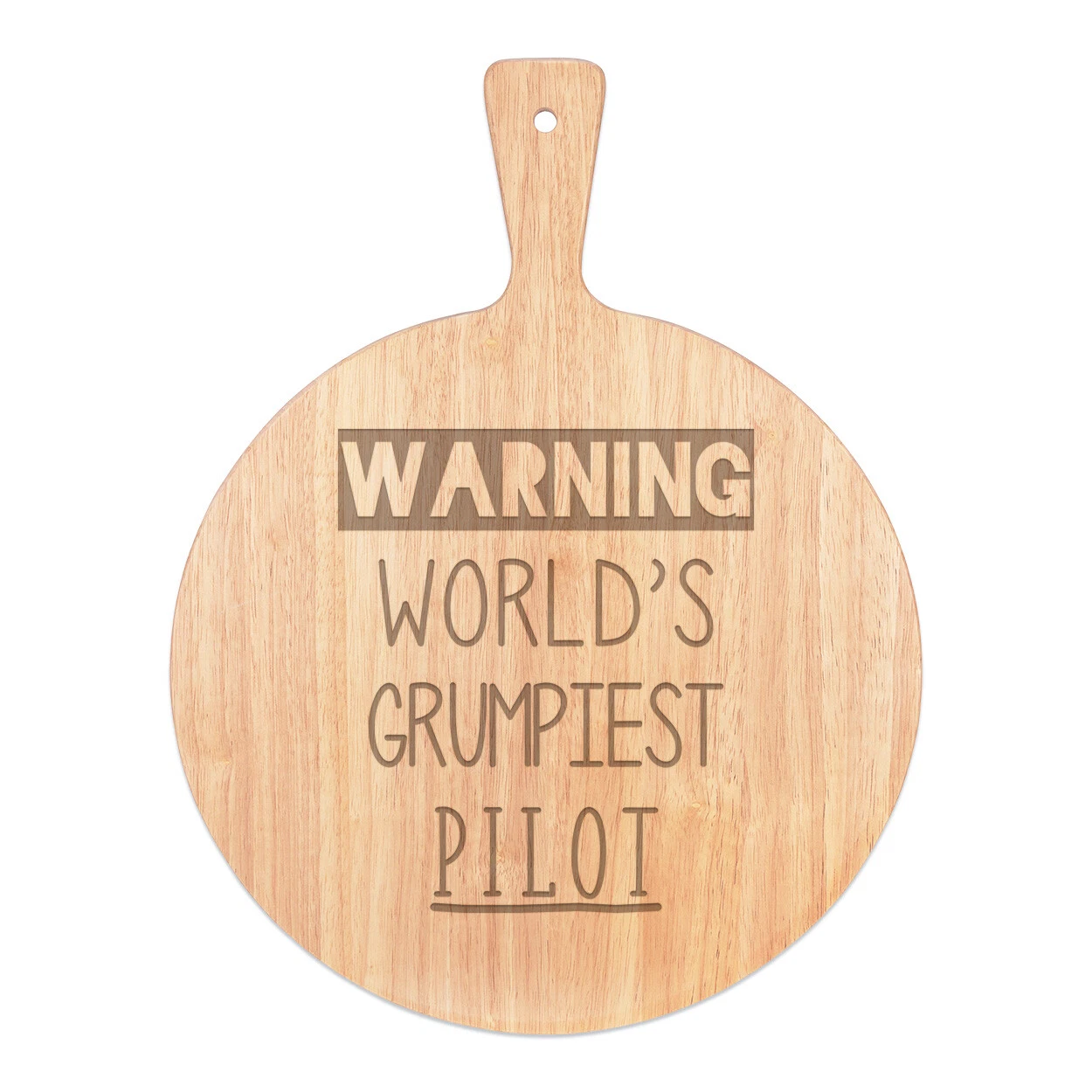 Warning World's Grumpiest Pilot Pizza Board Paddle Wooden Best Plane Funny