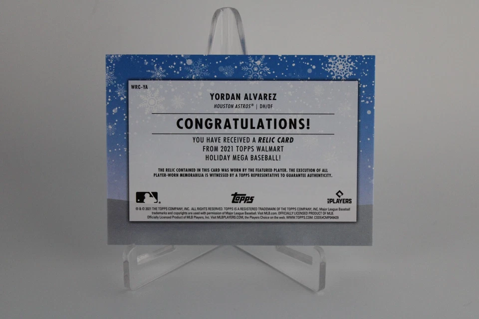 2021 Topps Walmart Holiday Yordan Alvarez Snowman Relic - Image 2 of 2