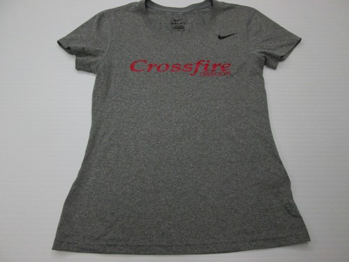 NIKE Women T-Shirt Size S Gray Crossfit Polyester Roundneck
