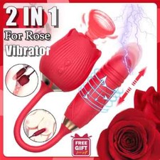 Rose Sucking Vibrator Tongue Clit G-spot Thrusting Dildo Oral Sex Toys for Women