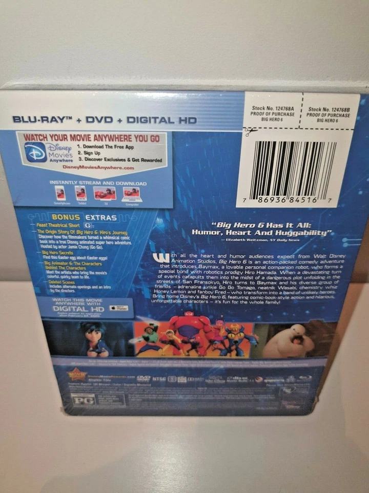 Disney Pixar's BIG HERO 6 Blu-Ray+DVD Exclusive TARGET Deboss Steelbook New&Seal - Image 2 of 2