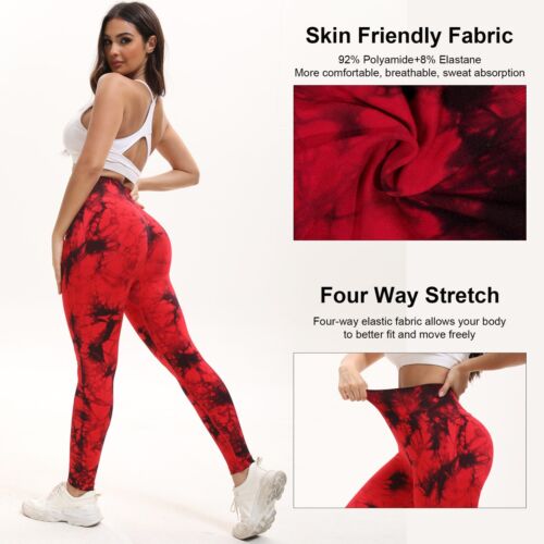 5 Color Tie-Dye Yoga Leggings Pants for Women High Waist Workout Soft Yoga Pant - Picture 13 of 43